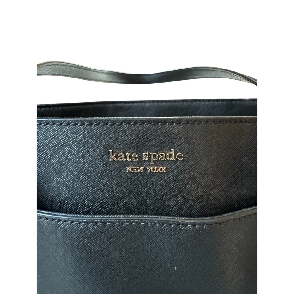 Kate Spade New York Black Leather Tote Laptop Bag Minimalist Classic